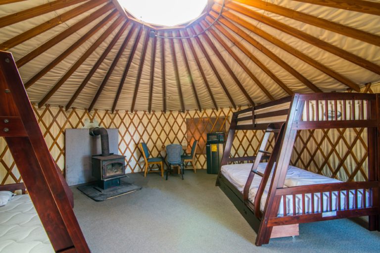 Interior view of a Fort Tuthill yurt